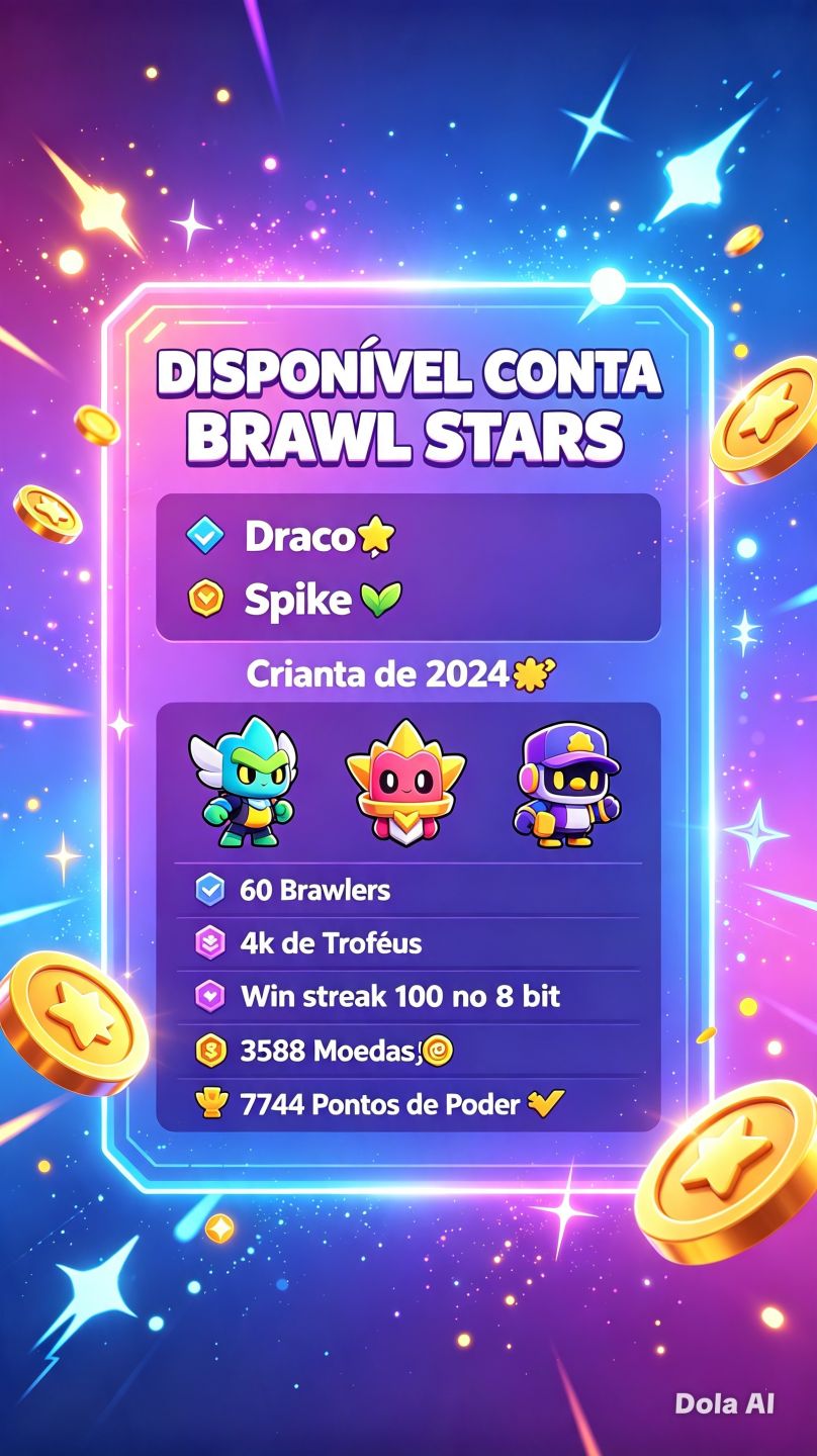 Conta com draco Spike de 2024 possui 60 brawlers e 4k de troféus