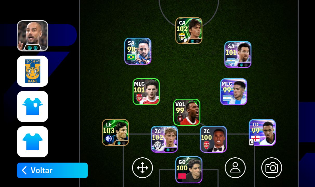 CONTA EFOOTBALL 3116 FORÇA | Zanetti 103, Ednilson, MESSI 101, inzaghi 102