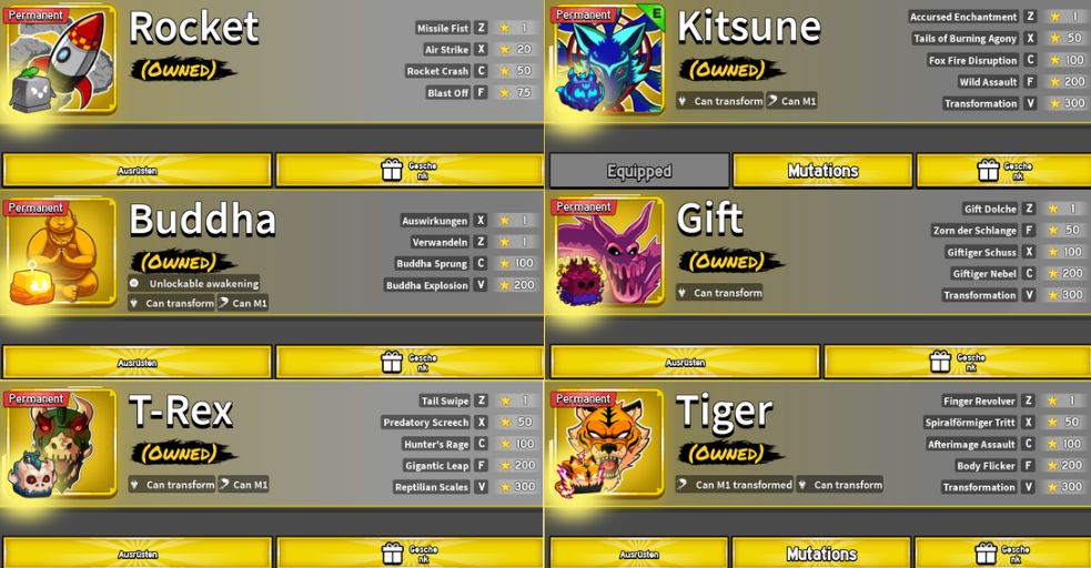 Conta de Blox Fruits Full com 6 Perm Tiger, Venom, Kitsune e Todas as gamepass
