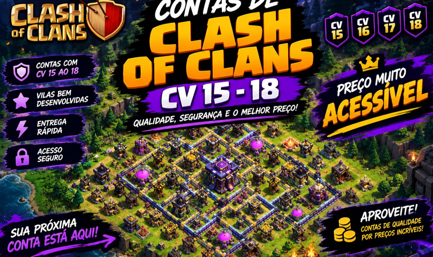 CONTA CLASH OF CLANS CV 15 A 18 | Menor preço do mercado