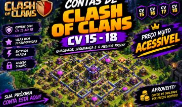 CONTA CLASH OF CLANS CV 15 A 18 | Menor preço do mercado