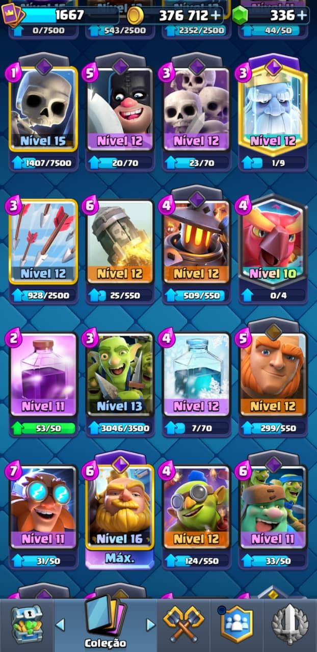 CLASH ROYALE - REI 15 MAX - 14 EVO - 376K OURO - 13K DE TROFÉUS