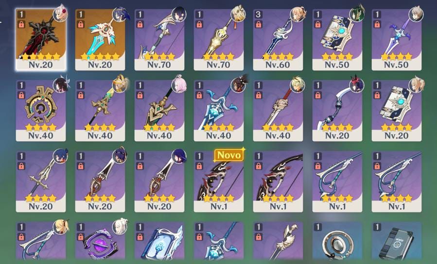 Conta de genshin rank 45, com 10 personagens t5