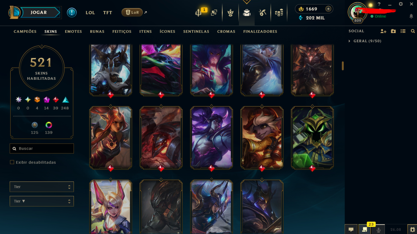 CONTA LEAGUE OF LEGENDs/ 593 SKINS / CAMPEÃ PRIMEIRO CLASH