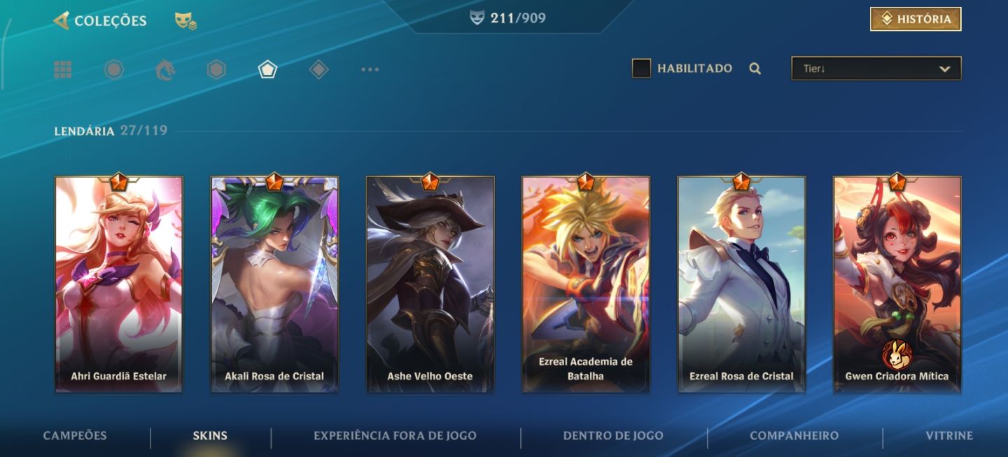 Conta Wild rift Ex Challenger com 211 skins
