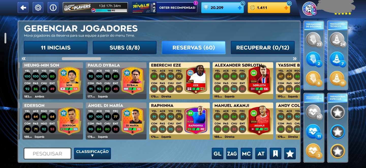 CONTA DE DREAM LEAGUE SOCCER 26 COM MUITOS DIAMANTES!!!