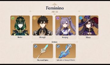 CONTA GENSHIN IMPACT COM 4 PERSONAGENS T5 & 2 ARMAS T5 FORTES