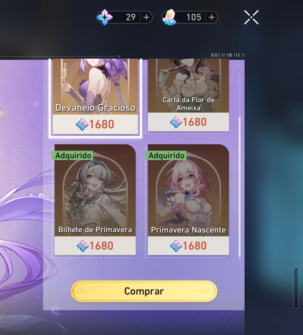 CONTA HONKAI STAR RAIL SUNDAY E5S1 CYRENE E1S1 COM SKIN(ARCO) CHAPEU DA MEM 42T5