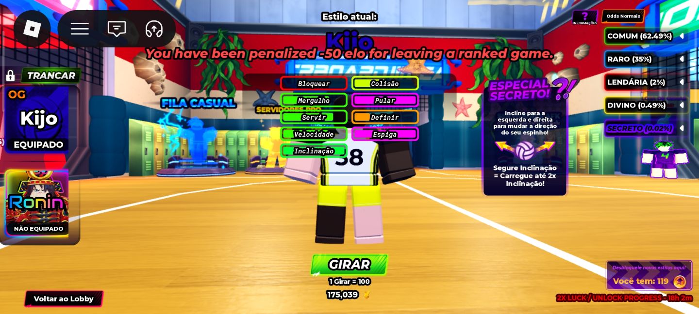 120 spins+Ronin Contas volleyball legends