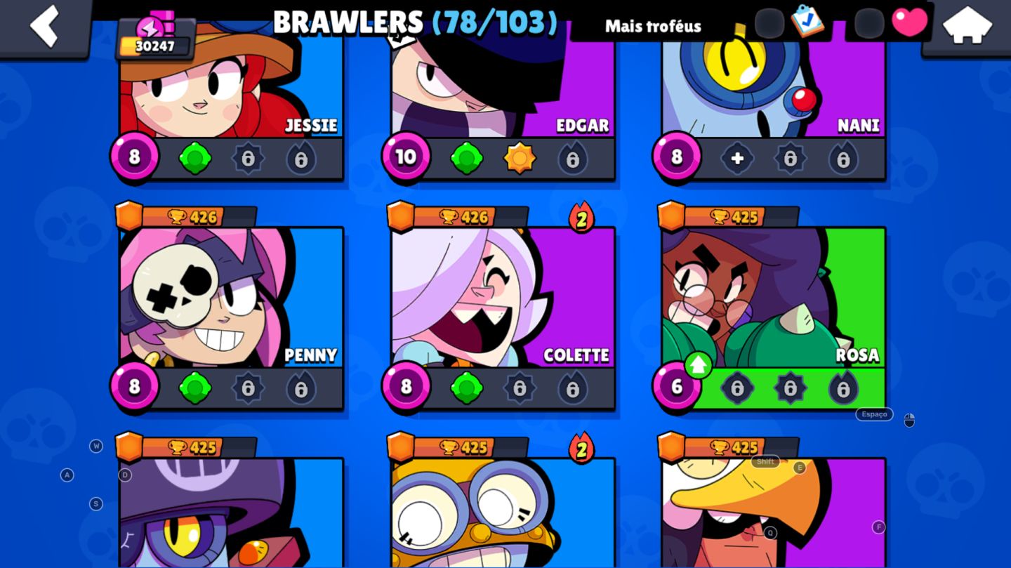 Conta Brawl Stars 30K Troféus | 78 Brawlers | 106 Skins