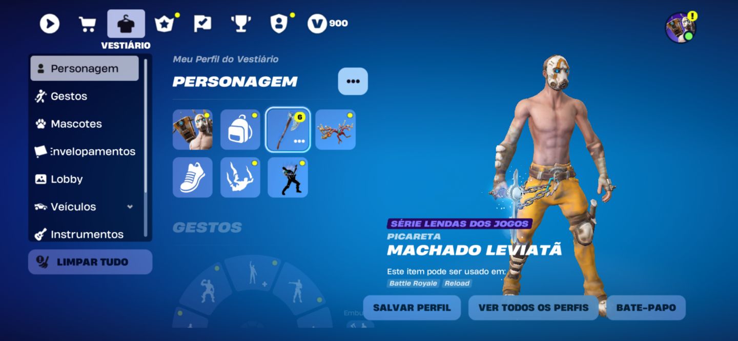 CONTA FORTNITE/ 900 VBUKS/ MUDANÇA DE TODOS OS DADOS/ + 100 skins