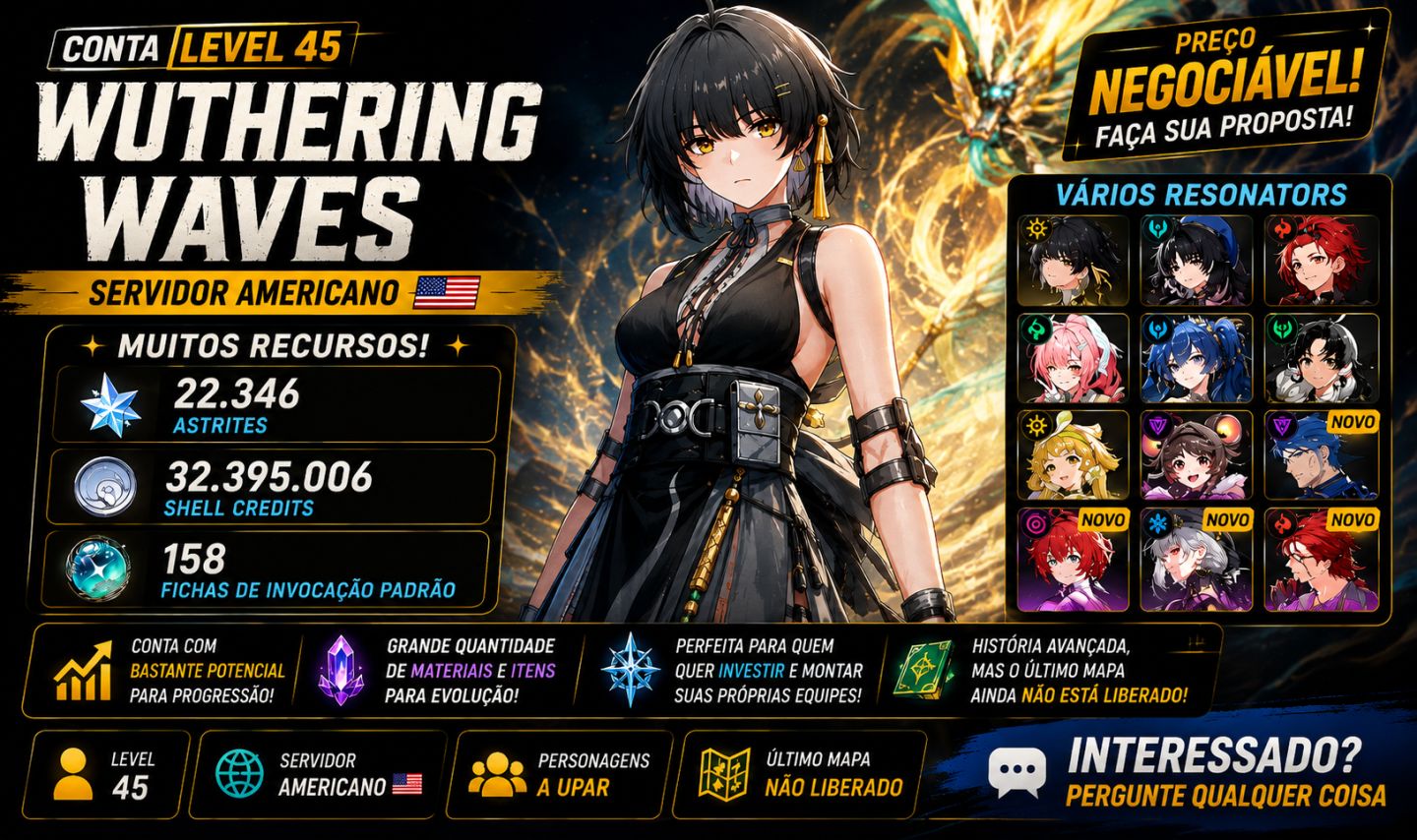 CONTA WUTHERING WAVES LEVEL 45 | SERVIDOR AMERICANO