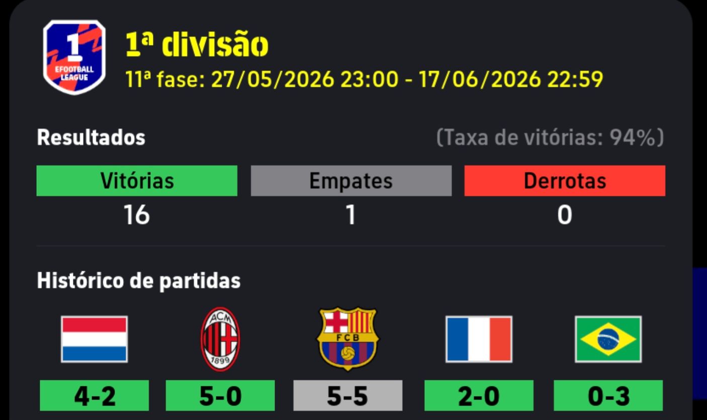 EFOOTBALL MOBILE 1 DIVISÃO | PREÇO POR DIVISÃO