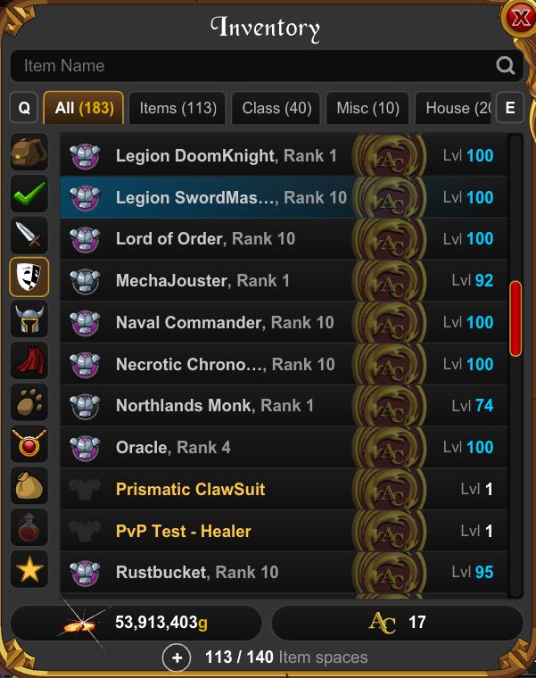 Conta AQW 15 ANOS + CHESTS + ALGUNS HARD FARMS