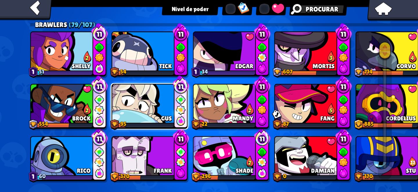 CONTA BRAWSTARS UPADA,VÁRIAS SKINS E PERSONAGENS,ÓTIMA PRA RANK COM OS META FULL