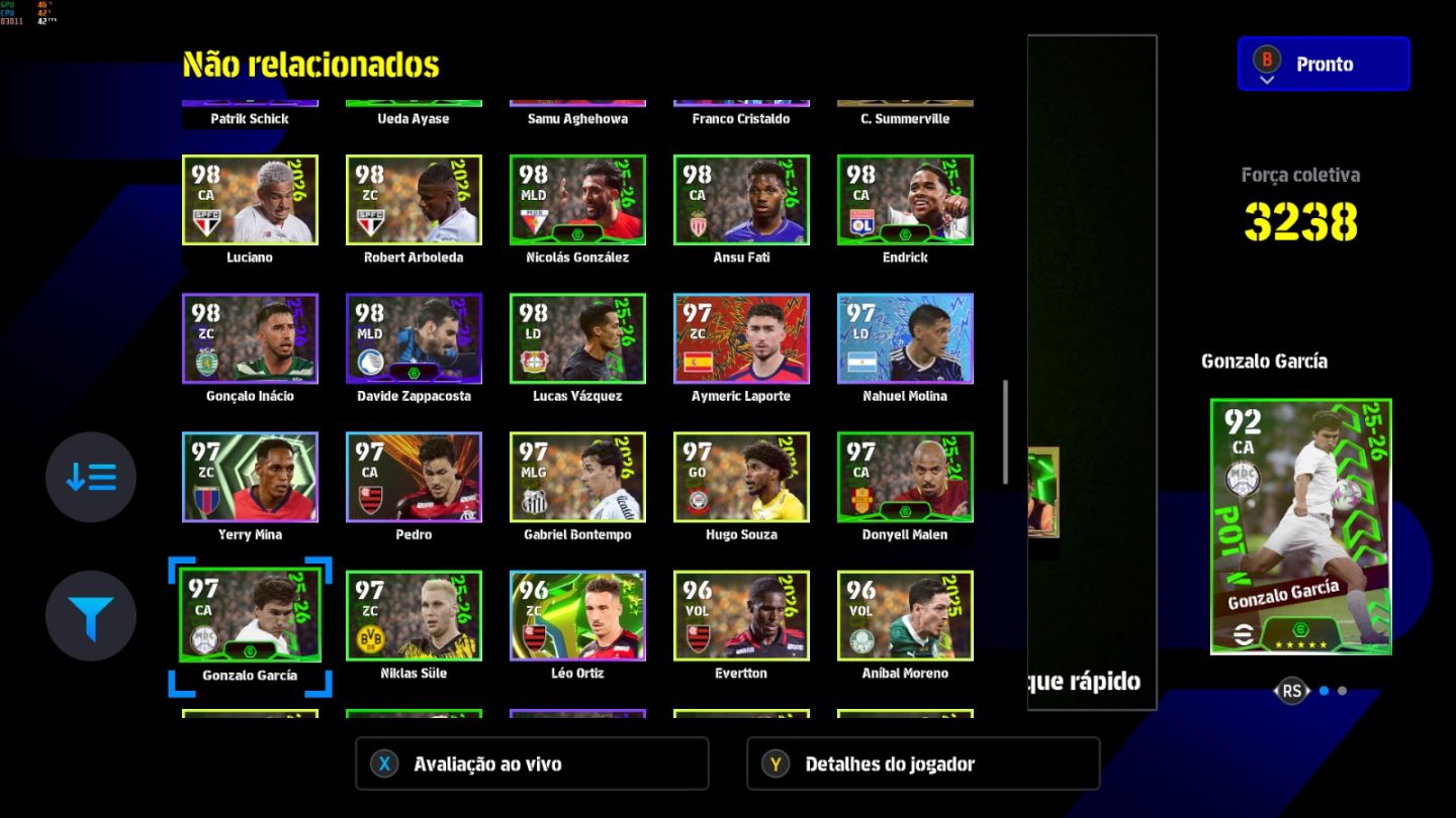 Conta PC Steam Baggio 108, Eric Cantona 106, Declan Rice 106, Nesta 107 e CIA