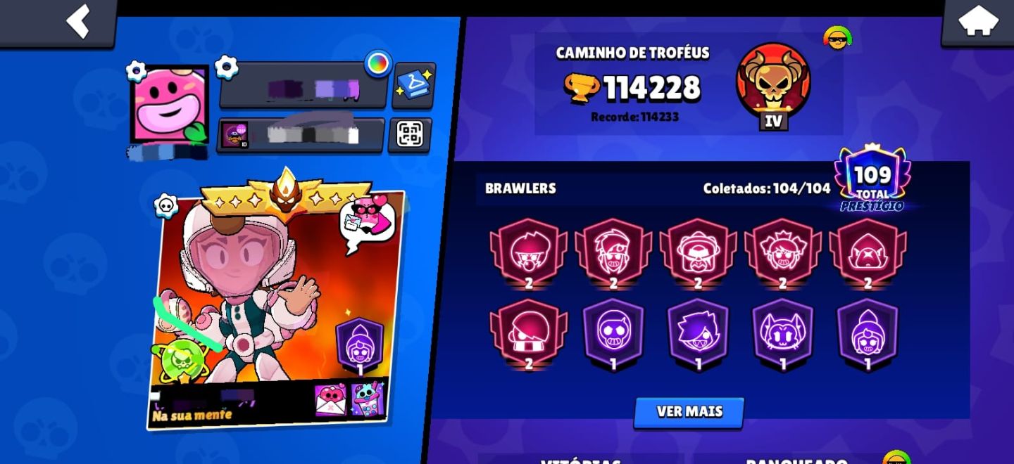CONTA COM TUDO FULL DE BRAWL STARS ( SKIN DA LOLA REBELDE, SKINS DE PARCERIA)