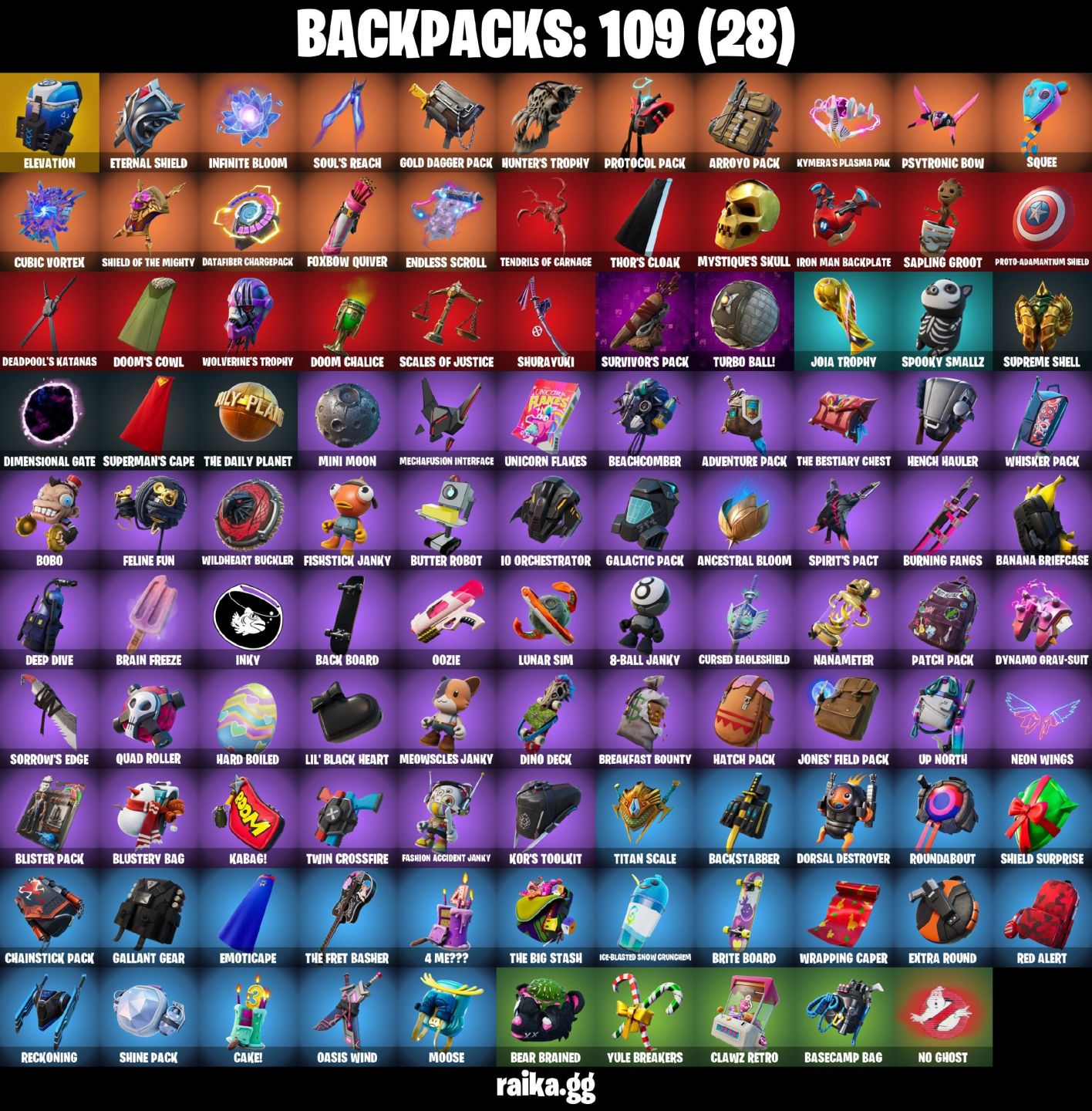 98 SKINS + GRIND + GLUTCH + LARA CROFT + MARVEL + 1 EMAIL