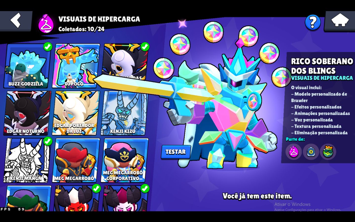 CONTA BRAWL STARS 77K TROFÉUS | 107 BRAWLERS | 462 SKINS | 71 NÍVEL 11 | PROPASS