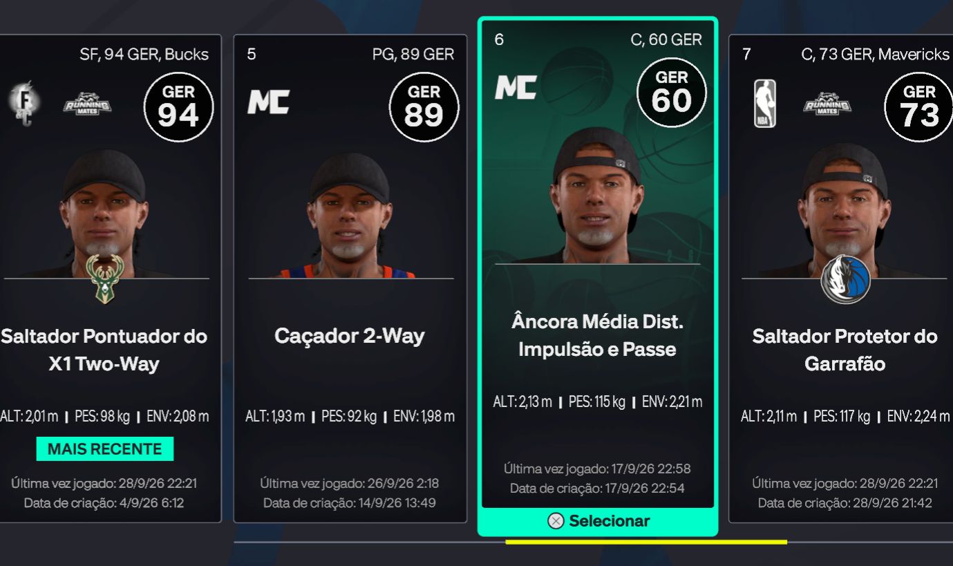 CONTA NBA2K27 BUILD SF 94 OVR E UM PG 89 OVR