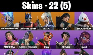 CONTA FORTNITE COM 22 SKINS MIZUKI/ERA/MARIPOSA/RELIK/PARIENTAL COM PIN