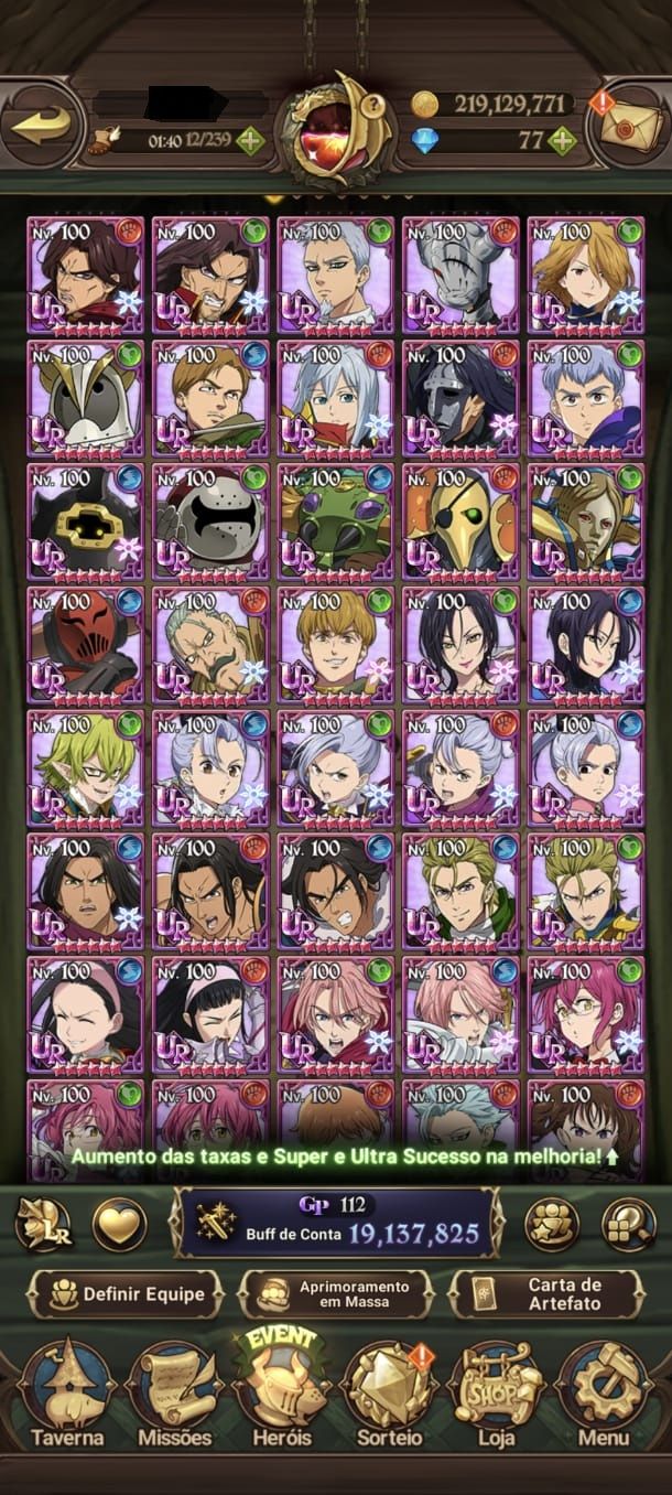 Conta do The Seven Deadly Sins grand cross com 19kk++