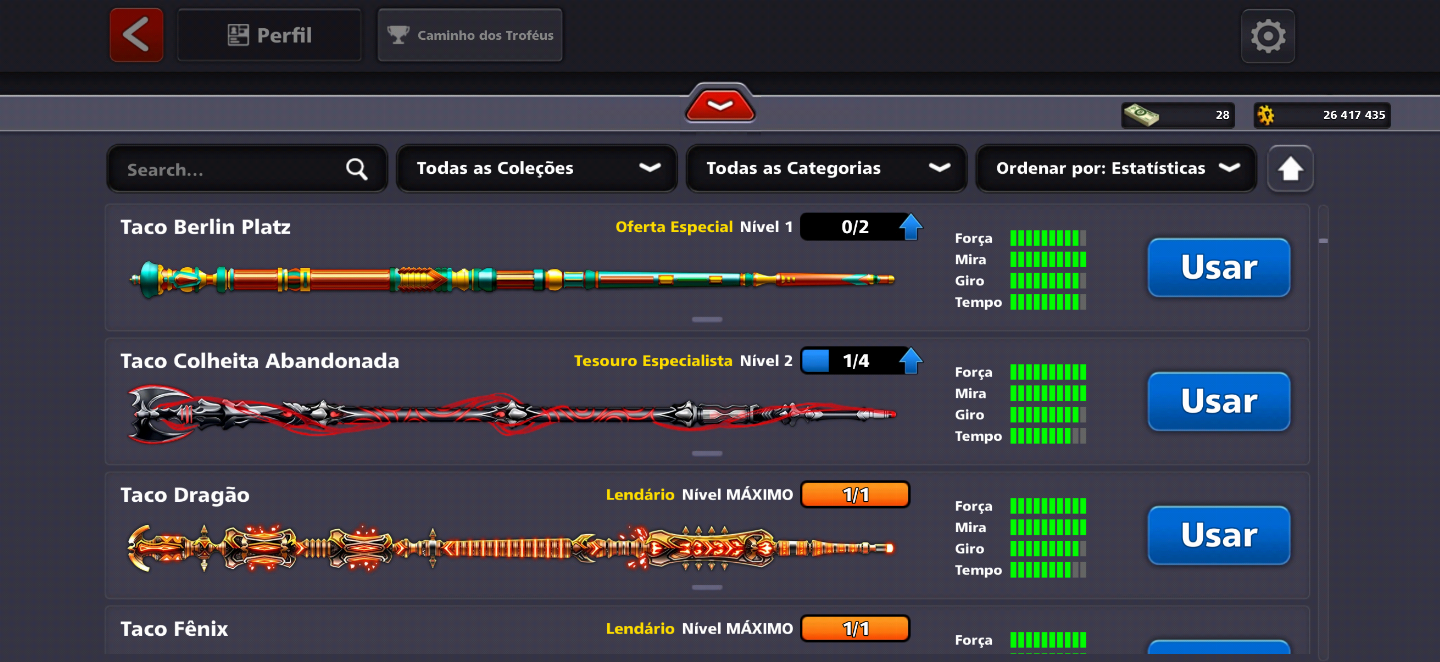 Conta 8 Ball Pool (13 Tacos Full + Diamante Negro + ID Antigo )