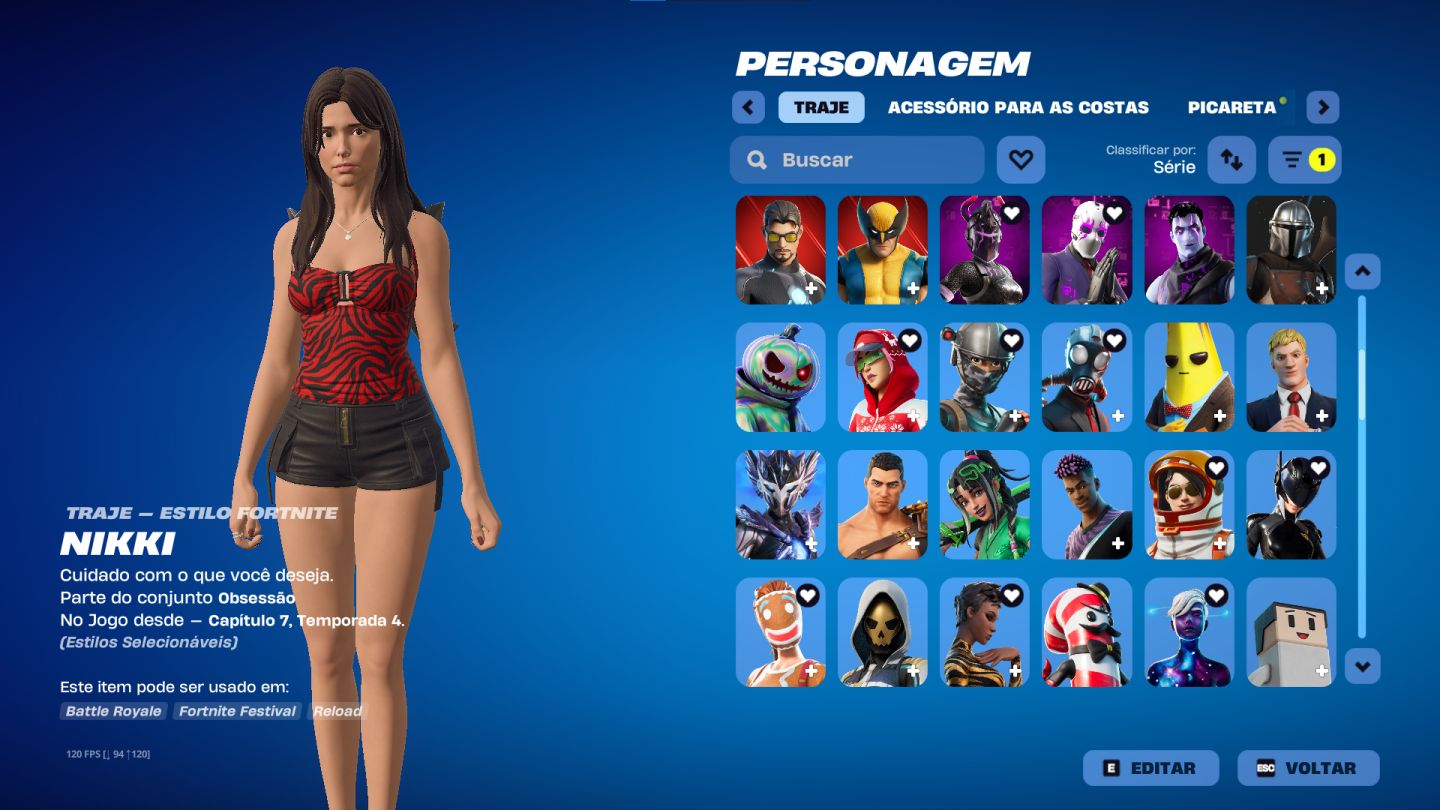 Conta de fortnite rara full season 3 com 145 skins