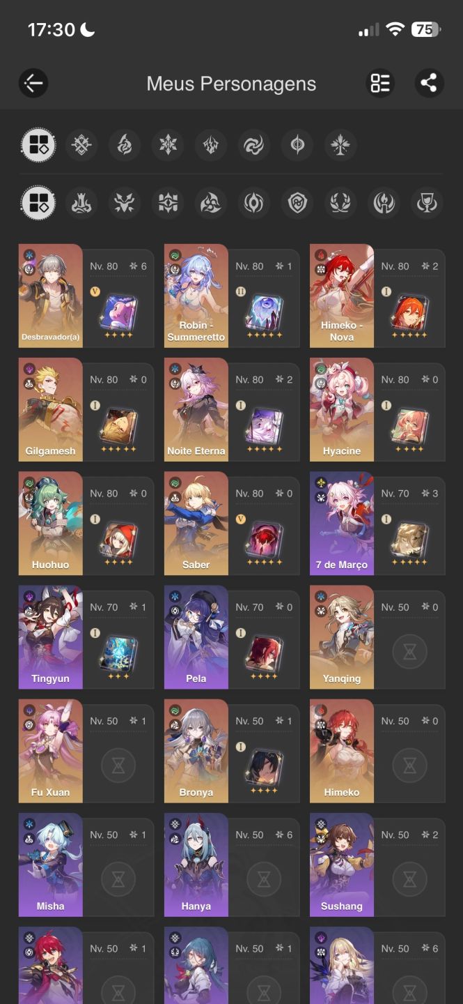 Conta Mid/Endgame com Evernight E2s1, Himeko E2s1 e Robin E1