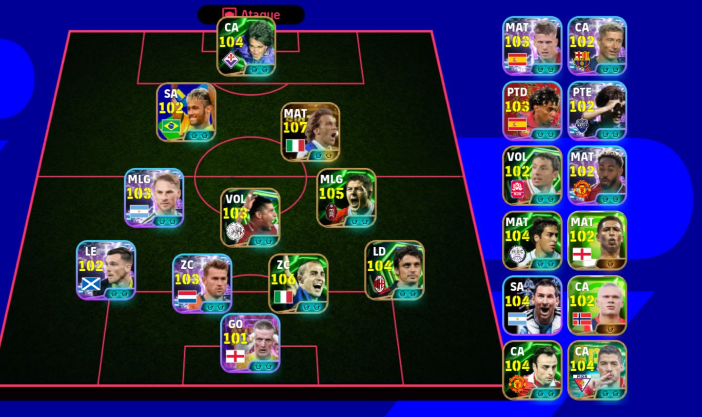 CONTA DE EFOOTBALL DEL PIERRO BIG TIME, NEYMAR 102, BATISTUTA