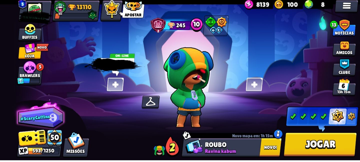 Conta De braw stars com 13K de troféus, 55 brawler e 5 prestigios no total(1e2)