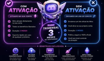 DISCORD NITRO TRIMENSAL E MENSAL (MAIS BARATO DO SITE!) ENTREGA AUTOMATICA!!