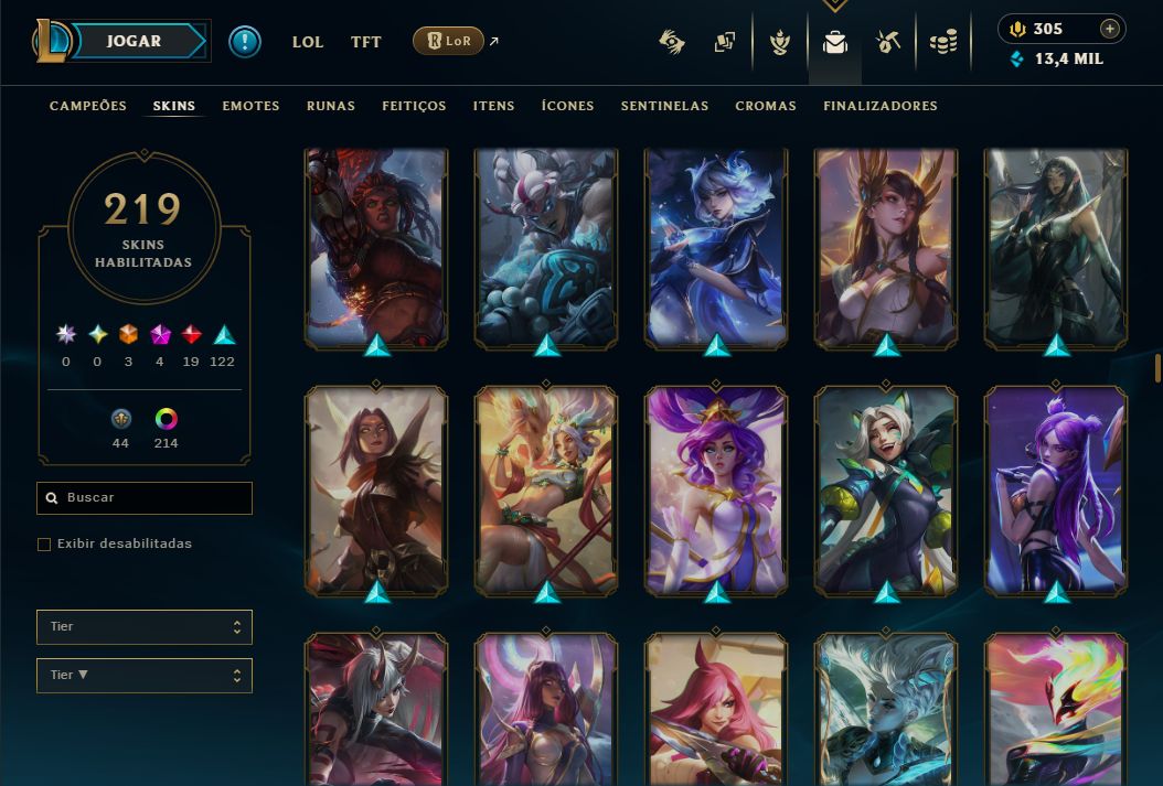 CONTA LOL 2021 - DIAMANTE 2 - 219 SKINS 216 CROMAS - WINRATE 65% - FULL ACESSO