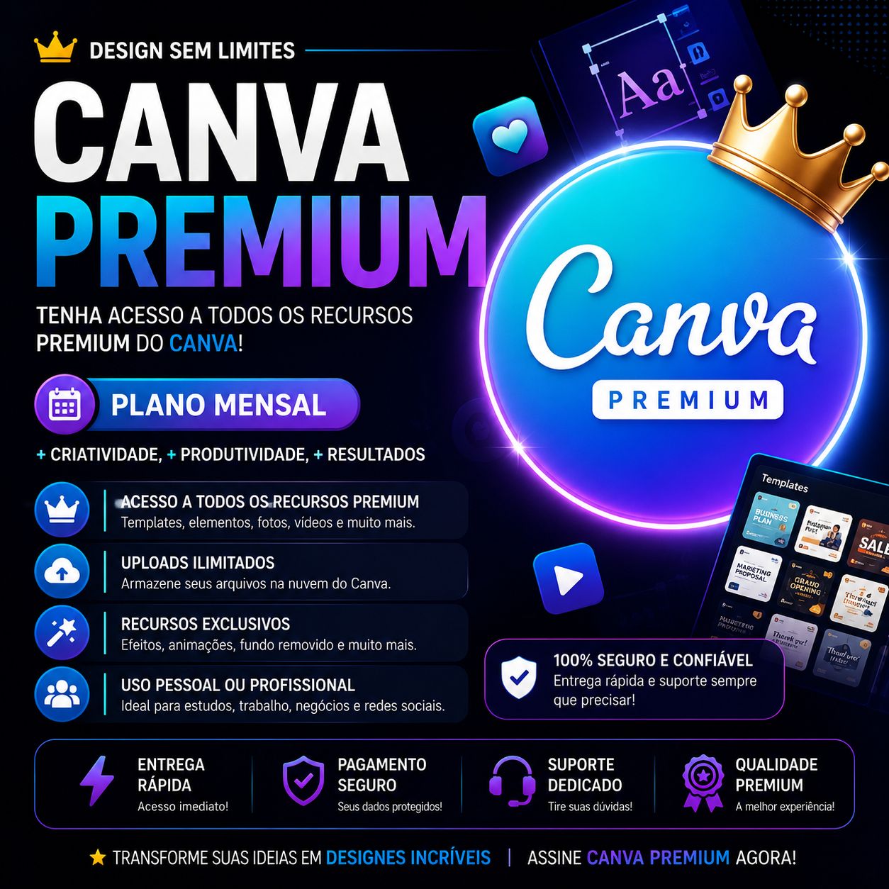 Canva Premium Mensal | Acesso Rápido e Seguro