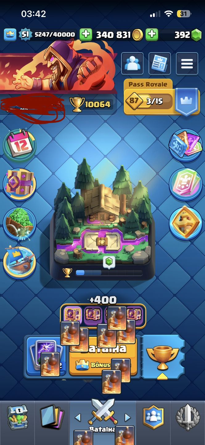 Conta Clash Royale com 10k de troféus, emotes, 1k gasto na conta
