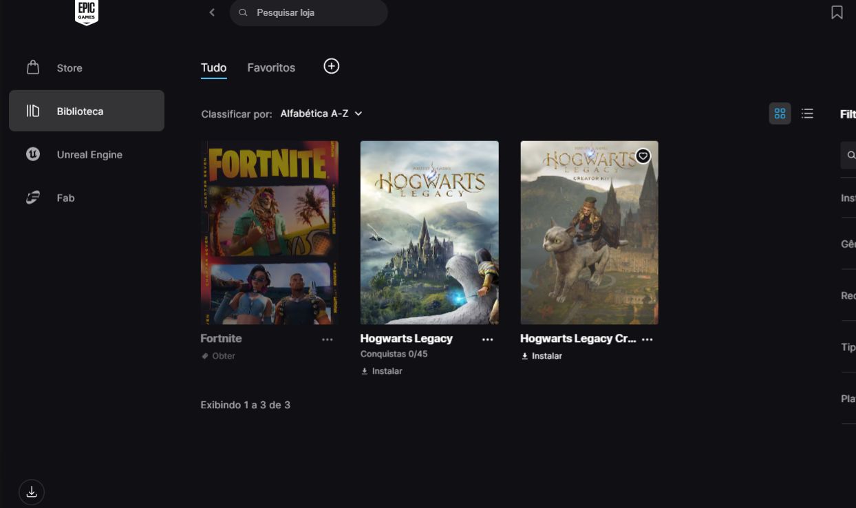 Contas epic games com HOGWARTS LEGACY