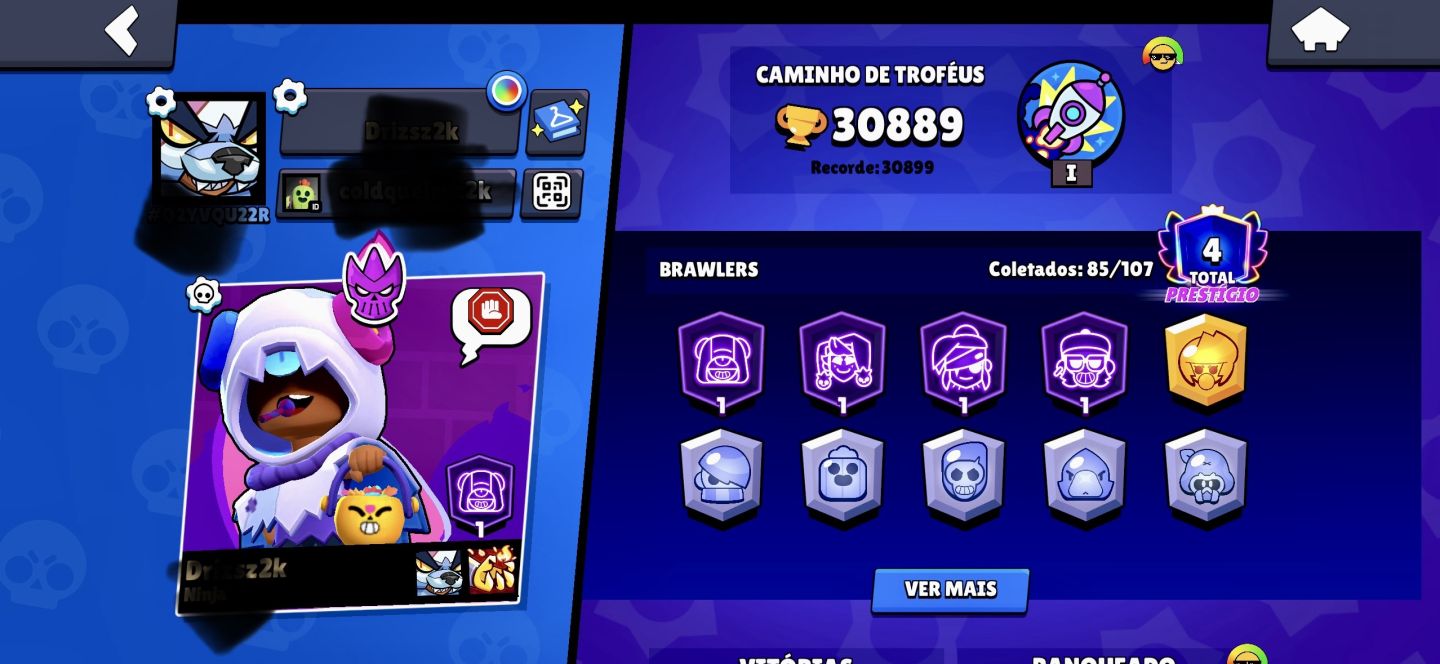 CONTA BRAWL STARS 30.8K TROFÉUS Troféus: 30.889 Várias skins como o Lobo