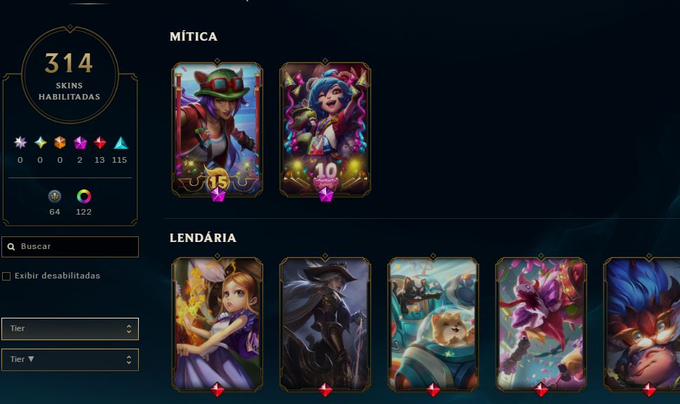 LEAGUE OF LEGENDS 314 SKINS NIVEL 321 TODOS CAMPEOES BRONZE