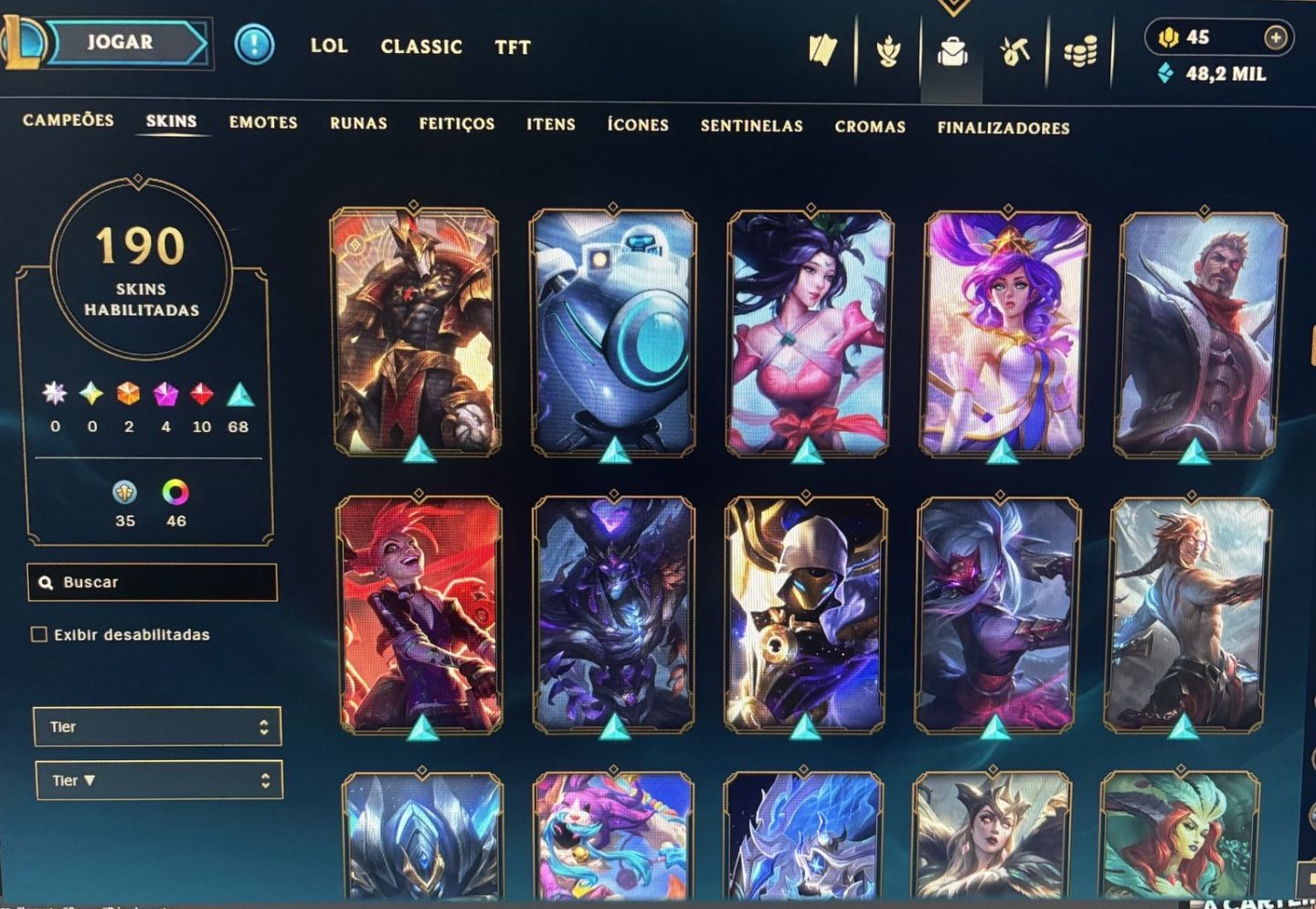 LOL 190 SKINS | 2 ULTIMATE + 4 MÍTICAS | D4 | CONTA 14 ANOS | ÚNICO DONO