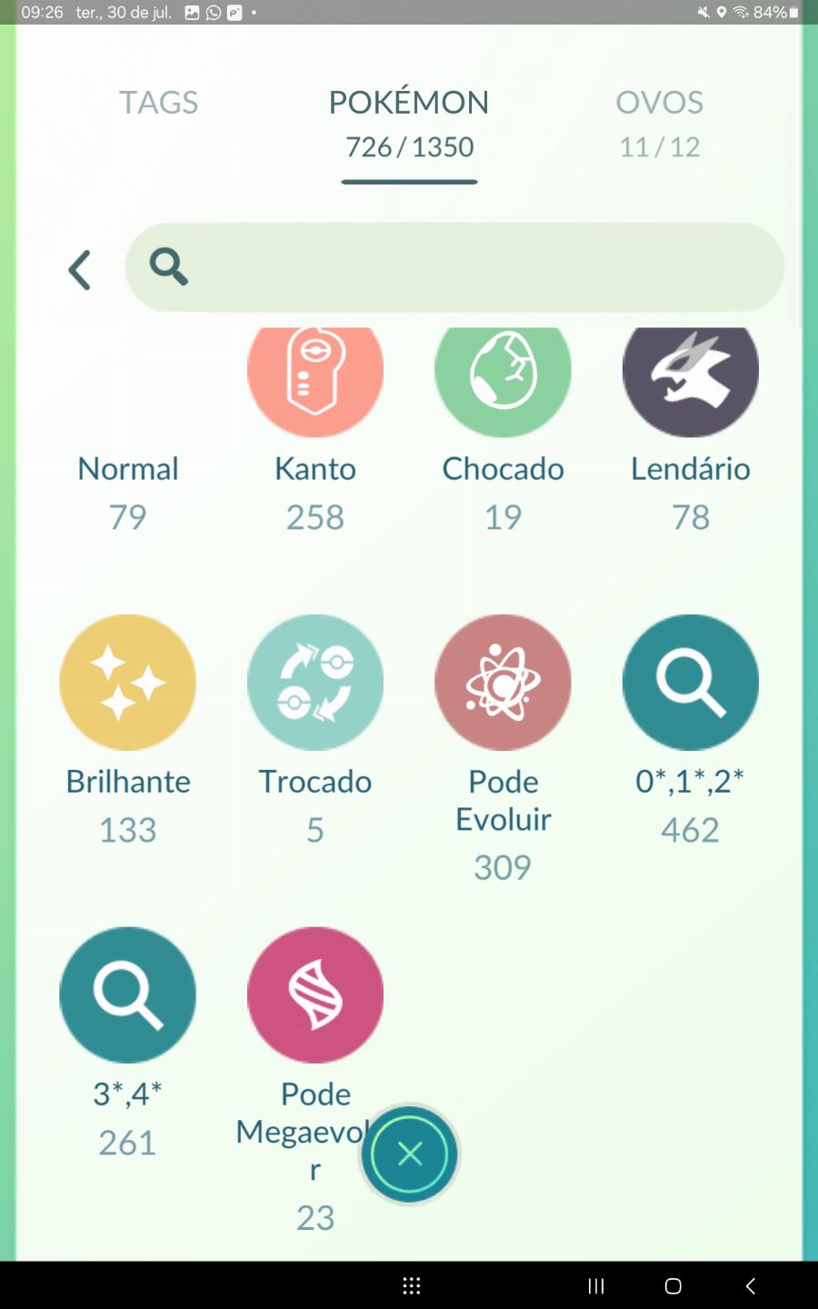 Conta de pokemon go de 2016
