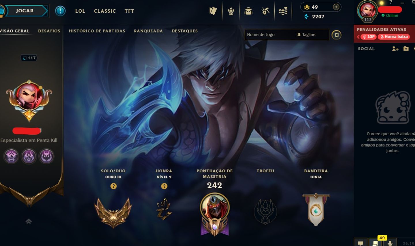 UPADA A MÃO - CONTA DE 2017 - 94 SKINS - LVL 117 - 107 CAMPEÕES - 20 CROMAS