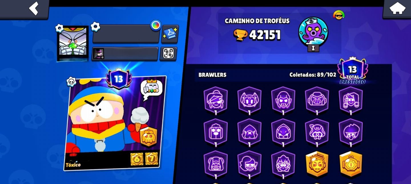 Conta Brawl Stars 42151 Troféus, 14 Lendários, conta criada em 2019!!!