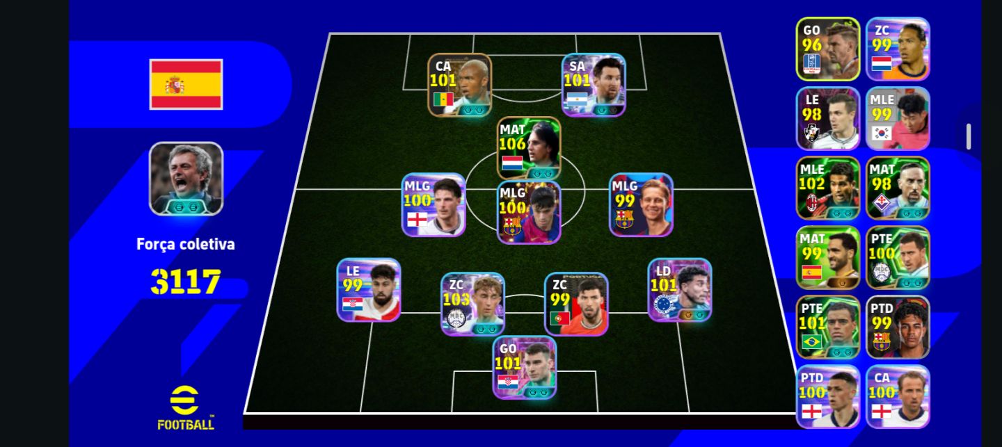 CONTA eFootball 2026 | Força Coletiva 3117 | Messi 101 + Craques 103 OVR