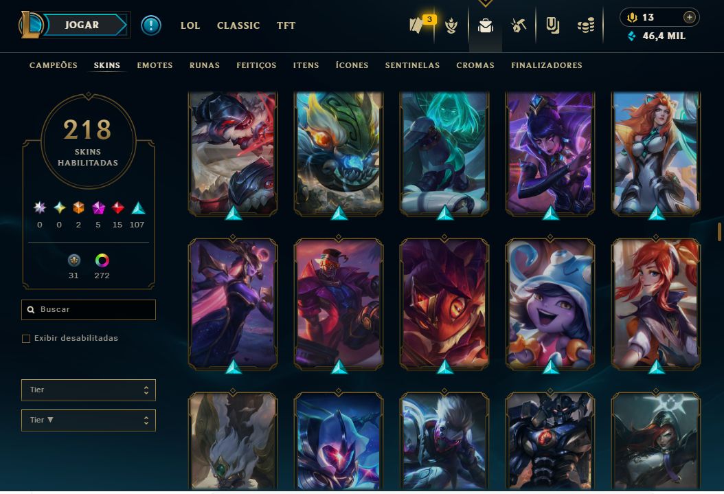 Conta de LOL (diamante II) e Valorant (ouro) - com todos os agentes.