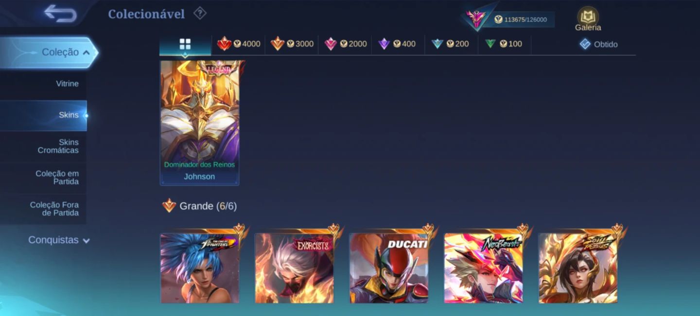 Conta Antiga Lvl 129, Full Herois, Full Emblemas, Muitas Skins e Colecionaveis!!
