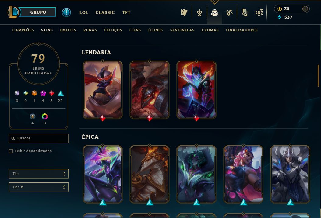 LOL OURO III SOLO/DUO + FLEX | 79 SKINS | 3 LENDÁRIAS | 4 MÍTICAS | 86 ÍCONES