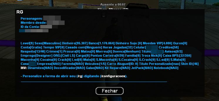 VENDA DE CONTA | BRASIL PLAY SHOX | [SERVER 1] | SA-MP