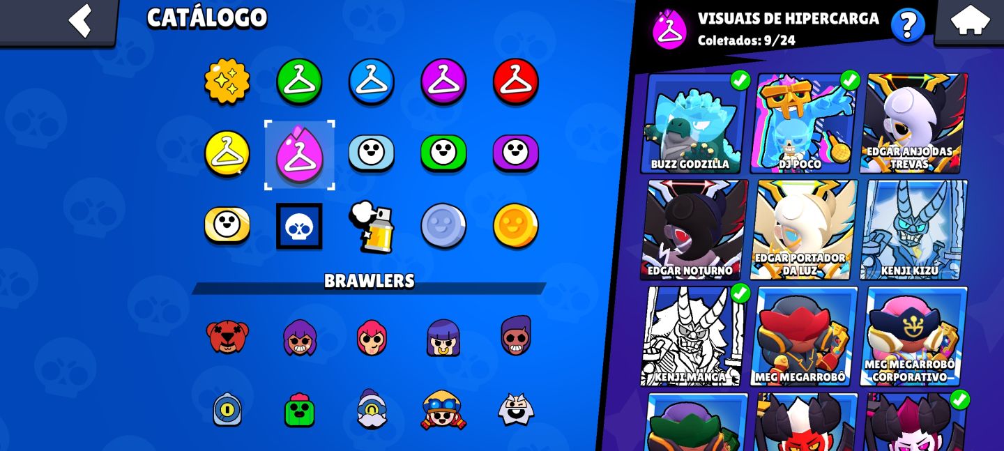 CONTA BRAWL STARS FULL 11 + SKINS RARAS E TODAS HIPERCARGAS