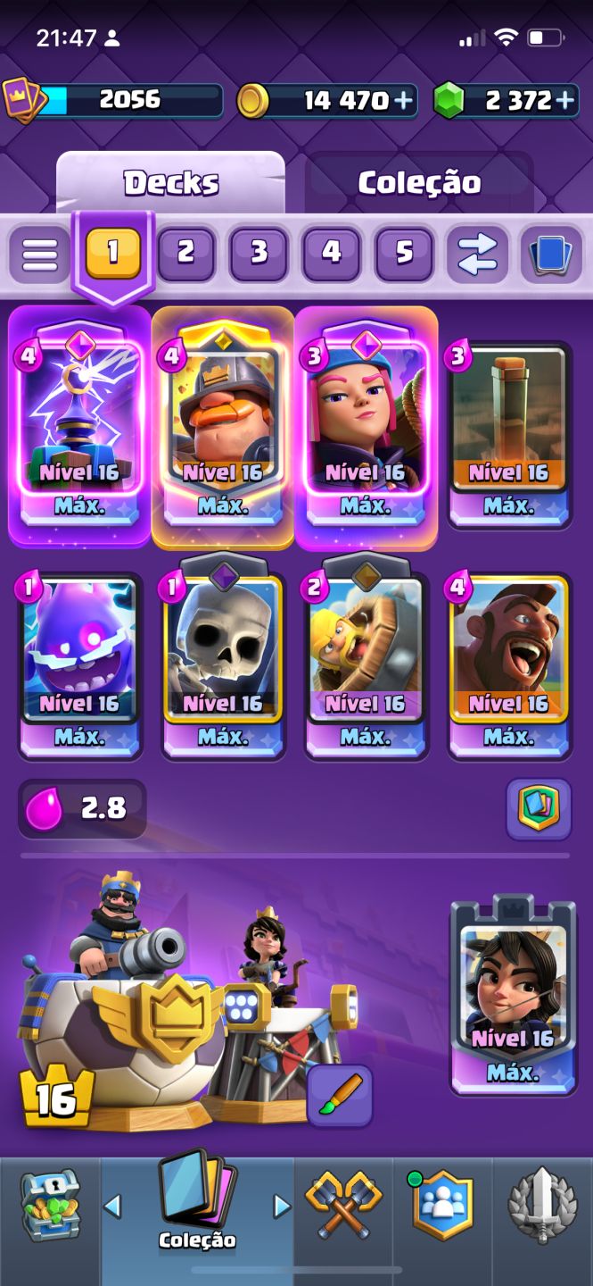 CONTA COM 61 CARTAS LVL 16 CLASH ROYALE