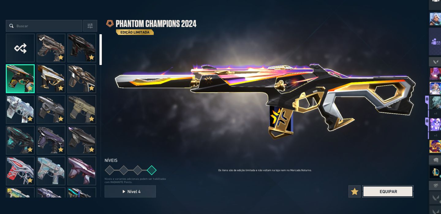 Conta de Vava com 72 Skins de Loja, Incluindo Pacotes Champions